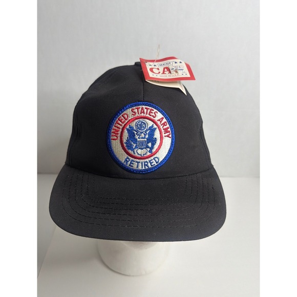 Best Cap Other - Vintage US Army Retired Snapback Hat Black Best Cap Made in USA Deadstock NWT